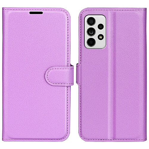 Etui en PU texture litchi, fermoir magnétique avec support violet pour votre Samsung Galaxy A33 5G