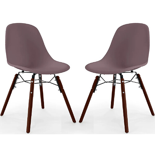 ICONIK INTERIOR Chaises de Salle à Manger - Design Scandinave - Pieds en Bois Sombre - Lot de 2 - Skögur Taupe