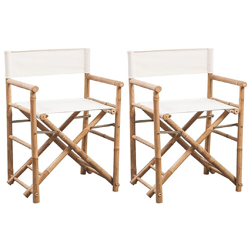 Maison Chic Lot de 2 Chaise pliable Bambou et toile -GKD55548