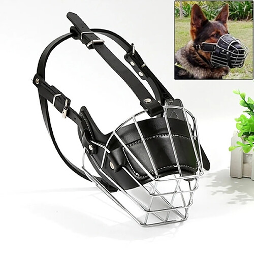 Wewoo Muselières chien Cage en acier style panier fil museau protection muselière avec bracelet en cuir, taille: XL