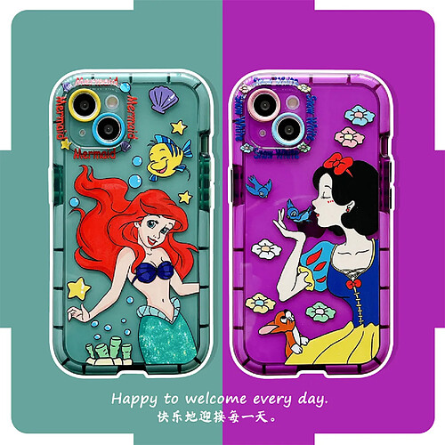 GUPBOO Étui pour iPhone13 sirène princesse fille coque de téléphone dessin animé fille en silicone