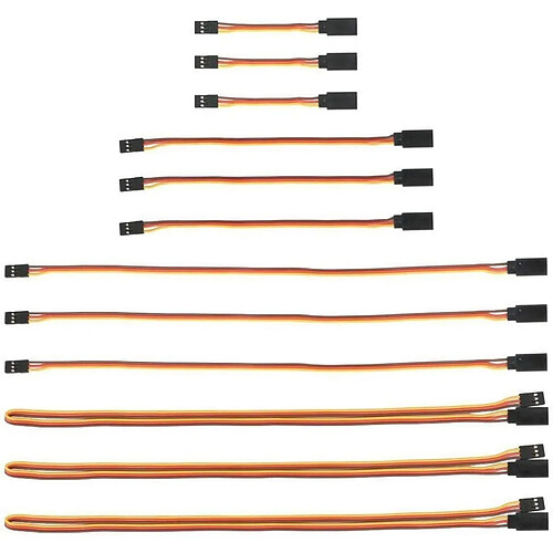 JR 12 Pièces Câble Servo 3 Broches 26AWG Mâle vers Femelle Futaba JR Câble pour Avion Télécommandé 3 Pièces x Cm 7, 15, 30, 60