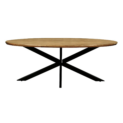 Moloo MACY-Table à manger ovale 6/8 personnes L.180 cm, Manguier et métal