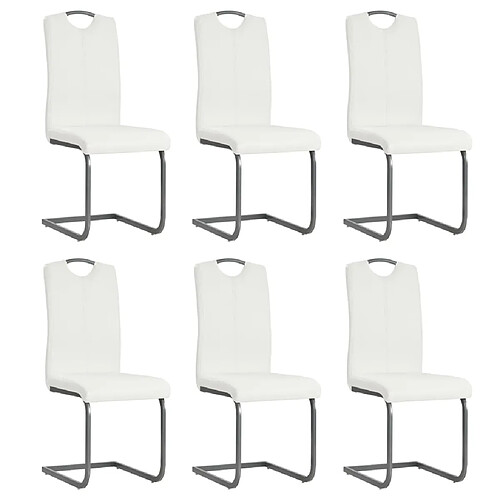 vidaXL Chaises à manger cantilever lot de 6 blanc similicuir