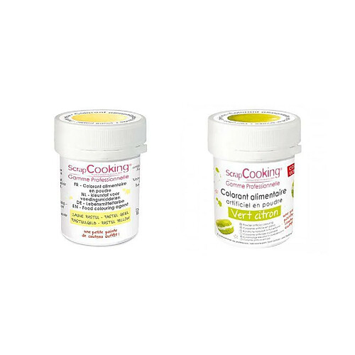 Scrapcooking 2 colorants alimentaires en poudre - vert citron-jaune pastel