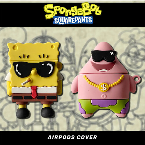 GUPBOO Airpods Coque Housse Étui Protecteur Compatible pour AirPods 3-Dessin animé Bob l'éponge