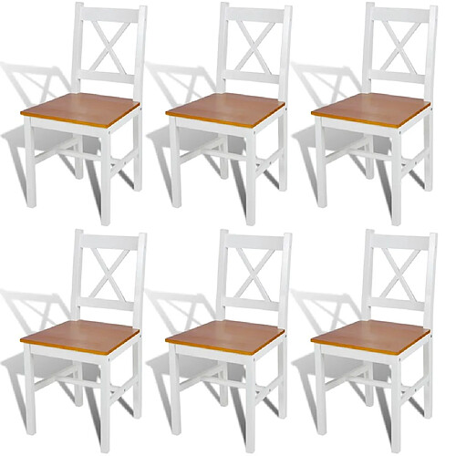 Decoshop26 Lot de 6 chaises de salle à manger cuisine design classique Pinède blanc CDS022158