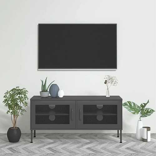 vidaXL Meuble TV Anthracite 105x35x50 cm Acier