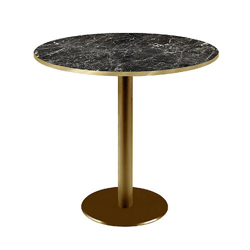 Restootab Table Ø70cm Rome bistrot marbre noir brillant