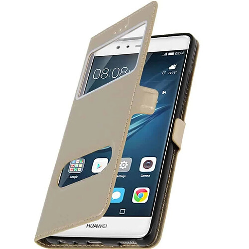 Ipomcase Coque Etui Décrochage Appel HUAWEI P9 -Doré