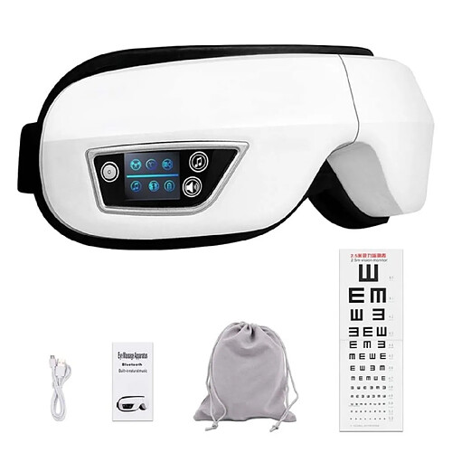 Universal Masseur d'yeux intelligent Pression électrique Effet curatif Vibration Chauffage Air Pression Masque de sommeil Bluetooth Musique Outil de soins des yeux | Appareil de beauté à domicile (blanc)