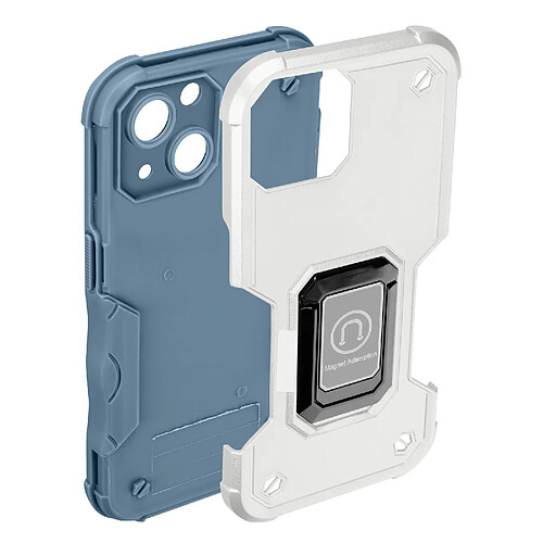 Avizar Coque iPhone 14 Antichoc Hybride avec Anneau Support Magnétique Blanc