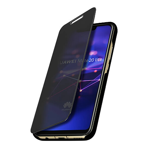 Avizar Housse Huawei Mate 20 lite étui folio miroir ultra-fine clapet translucide Noir