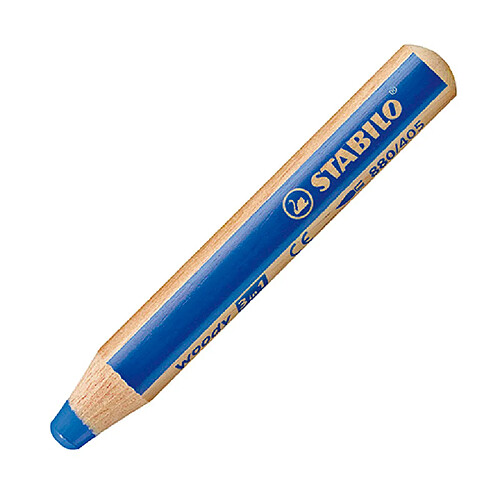 Crayons couleur Stabilo Woody 3 en 1 - bleu