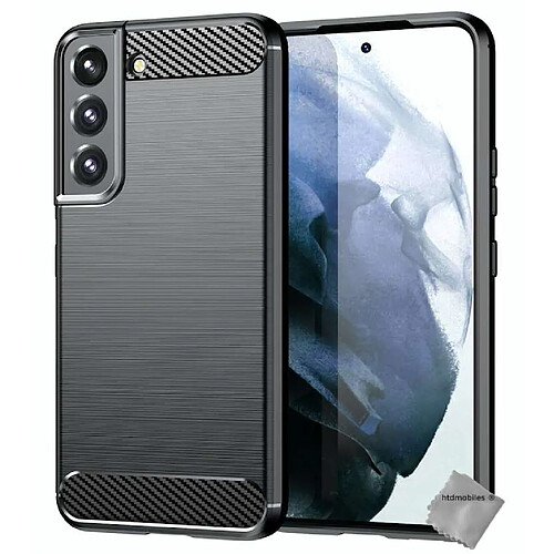 Htdmobiles Coque silicone gel carbone pour Samsung Galaxy S22 Plus 5G + film ecran - NOIR