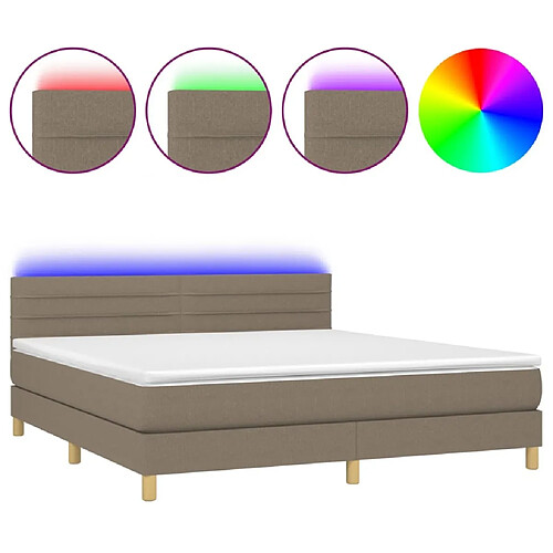 Maison Chic Lit adulte- Lit + matelas,Sommier à lattes de lit avec matelas LED Taupe 160x200 cm Tissu -GKD73319