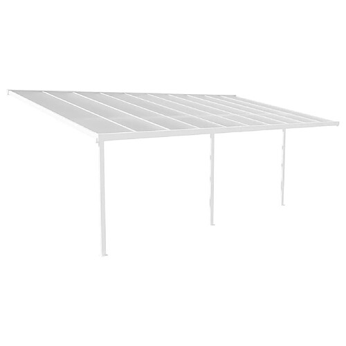 Vente-Unique Carport pergola adossé en aluminium 18,8 m² blanc ALVARO