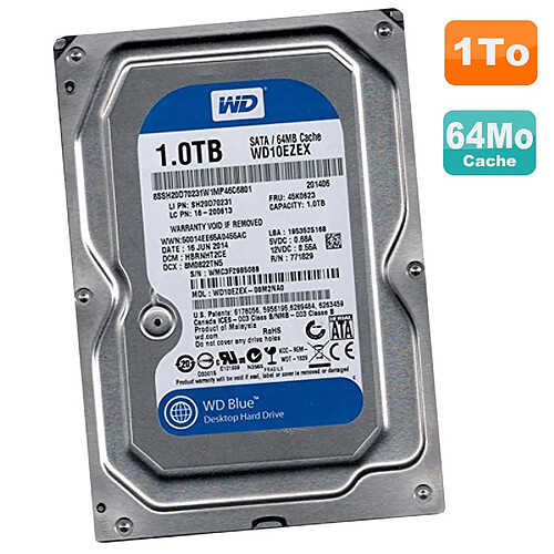 Disque Dur 1To Western Digital Blue SATA III 3.5" WD10EZEX-08M2NA0 7200RPM 64Mo · Occasion