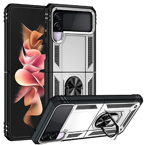 Coque en TPU antichoc avec béquille argent pour votre Samsung Galaxy Z Flip3 5G