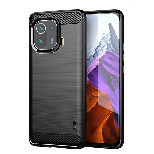 Mofi Coque en TPU Fibre de carbone design brossé noir pour votre Xiaomi Mi 11 Pro