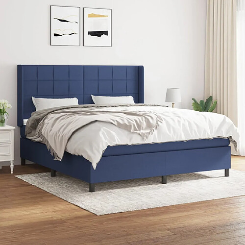 Maison Chic Lit Adulte - Lit simple Lit à sommier tapissier avec matelas moelleux - Meuble de Chambre - Bleu 180x200 cm Tissu -MN74013