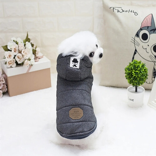 Wewoo Vêtements gris pour Animal de compagnie Chiens Moustache Les Deux Pieds Chaud Manteau Capuche En Peluche, Taille: M, Buste: 37cm, Cou: 26cm Pet