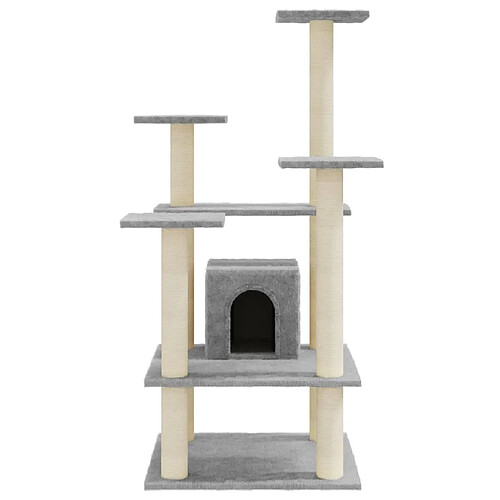 Helloshop26 Arbre à chat meuble tour grimper jouet grattage grattoir escalade plateforme avec griffoirs en sisal clair 110 cm gris 02_0022549