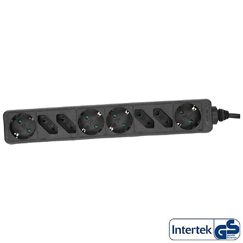 Multiprise InLine® 8 ports 4x Type F allemand + 4x Euro noir 3m