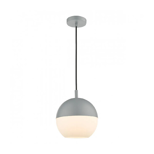 Luminaire Center Suspension Andre 1 ampoule Verre opal,Gris mat