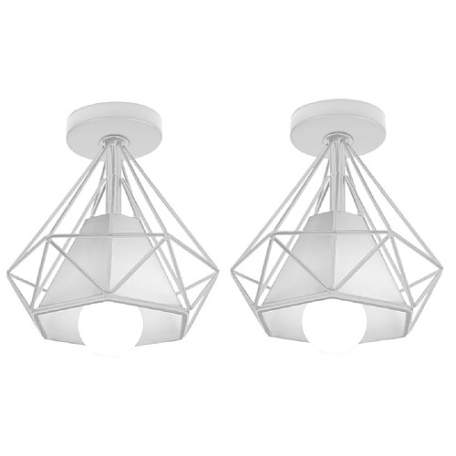 Stoex 2PCS Plafonnier en Forme de Diamant Lustre Moderne Créatif Simple Ø20CM Pour Café Restaurant Salle À Manger Bar (Blanc)