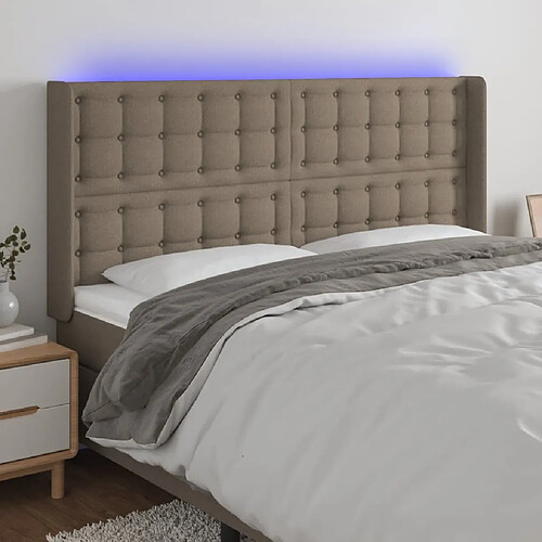 vidaXL Tête de lit à LED Taupe 183x16x118/128 cm Tissu