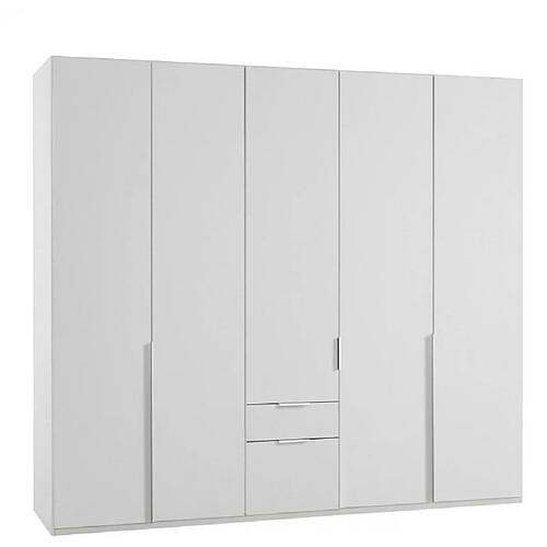 Inside 75 Armoire 5 portes 2 tiroirs WILMA 225 cm blanche