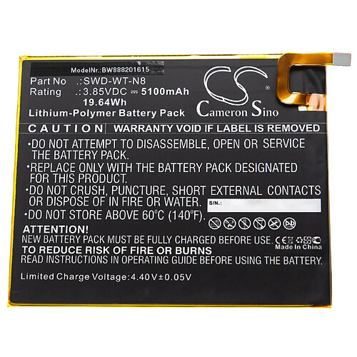 vhbw batterie compatible avec Samsung SM-T290, SM-T295, SM-T295C, SM-T295N tablette (5100mAh, 3,85V, Li-polymère)