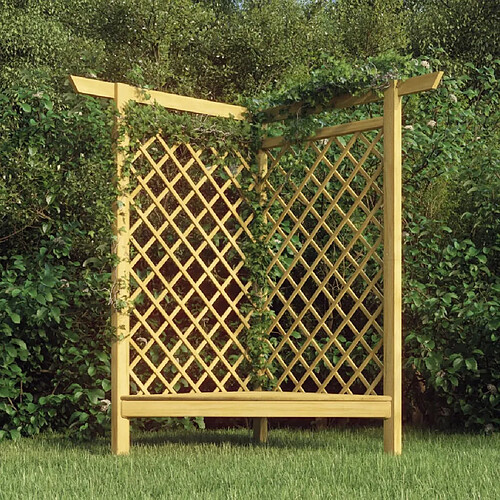 vidaXL Pergola d'angle avec banc 166x81x174 cm Bois de pin imprégné