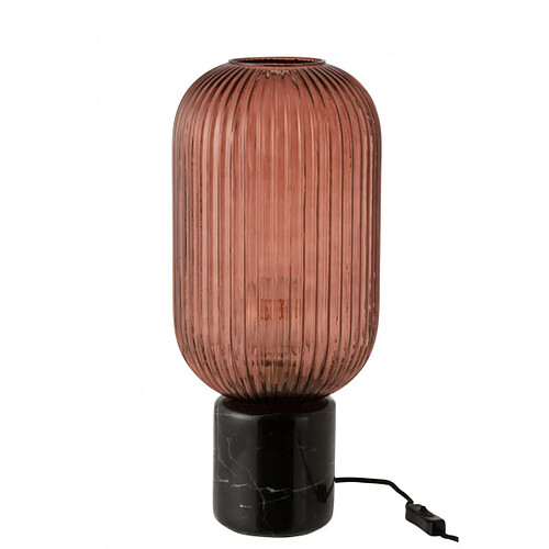 Dansmamaison Lampe Table Yufo Long Verre/Marbre Rouge/Noir