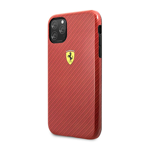 Ferrari Coque pour iPhone 11 Pro Antichocs à Effet Carbone Rouge