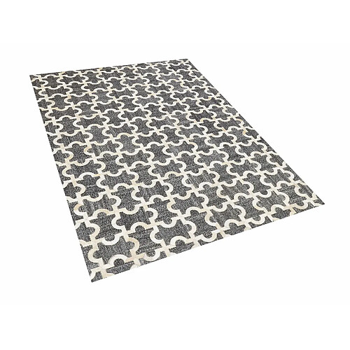 Beliani Tapis en cuir et tissu gris et beige 160 x 230 cm YEDISU