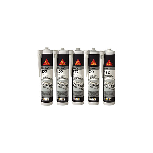 Lot de 5 Colles mastic SIKA Sikaflex 522 Caravan - Blanc - 300ml