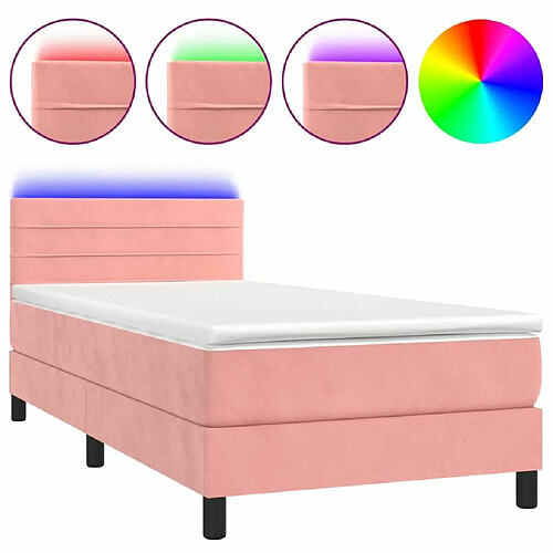 Maison Chic Lit adulte- Lit + matelas,Sommier à lattes de lit avec matelas et LED Rose 80x200 cm -GKD51221