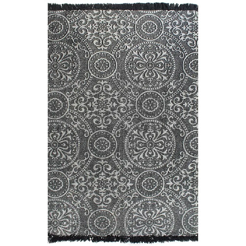 Decoshop26 Tapis Kilim Coton 120 x 180 cm avec motif Gris DEC023965