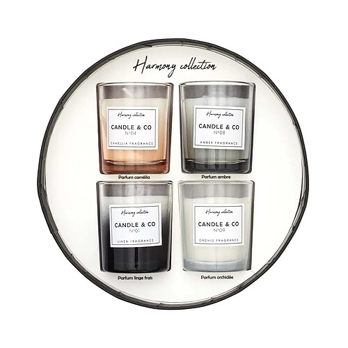 The Home Deco Factory Coffret de 4 bougies parfumées Harmony 5.9 cm.