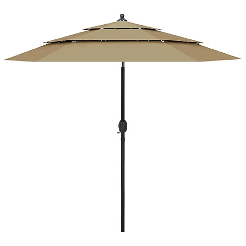 ComfortXL Parasol à 3 Niveaux Avec Mât En Aluminium Taupe 2,5 M