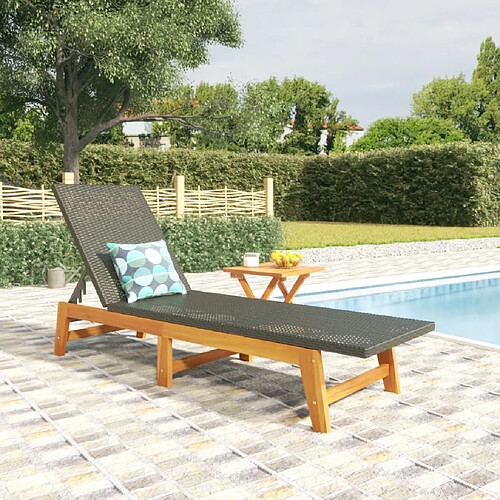 vidaXL Chaise longue avec table Résine tressée et bois massif d'acacia