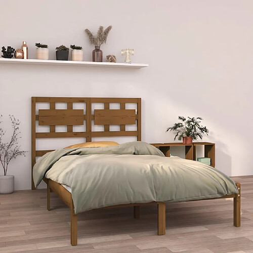 vidaXL Cadre de lit sans matelas marron miel 120x200 cm bois massif