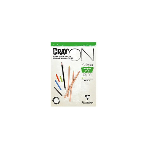 Clairefontaine Bloc papier dessin 'CRAY'ON', A4, 120 g/m2 ()