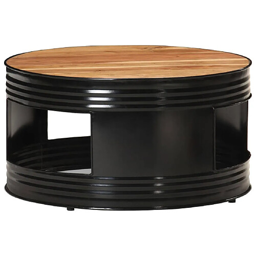 vidaXL Table basse Noir 68x68x36 cm Bois d'acacia massif