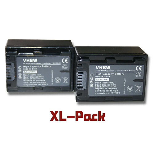 vhbw set de 2 batteries 950mAh pour caméscope Sony DCR-SR37E, DCR-SR38, DCR-SR38E, DCR-SR52(E), DCR-SR55(E), DCR-SR57, DCR-SR57E, DCR-SR72(E)