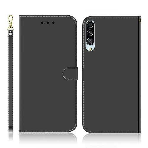 Wewoo Housse Coque Etui à rabat horizontal surface imitée pour Galaxy A90 5G avec supportfentes de cartes et porte-monnaie et lanière noir