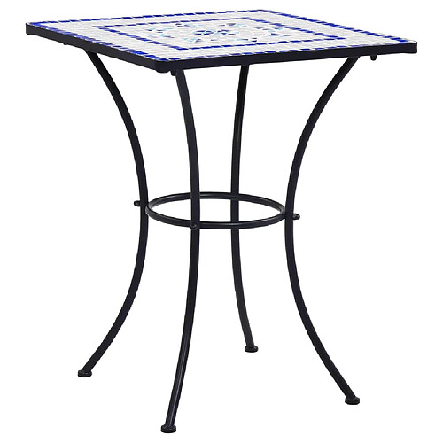 vidaXL Table de bistro mosaïque Bleu et blanc 60 cm Céramique