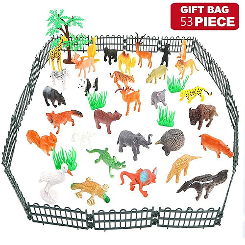 Universal 3 cm 53 pcs/set Mini Animal World Zoo Modèle Graphique Action Jouet Set Animation Simulation Animaux Mignon Plastique Collection Jouet pour Enfants | Action Données(Coloré)